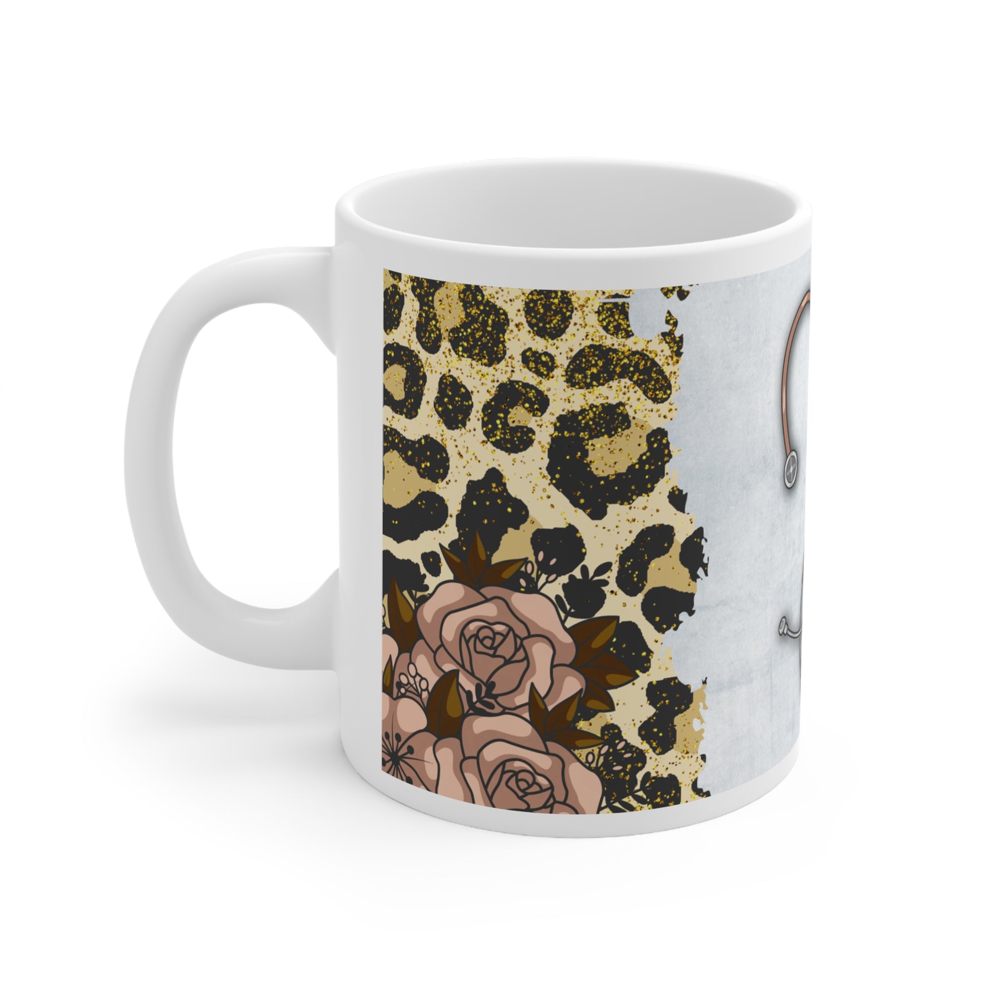 Cheetah Stethoscope Ceramic Mug 11oz - Three Bears Boutique